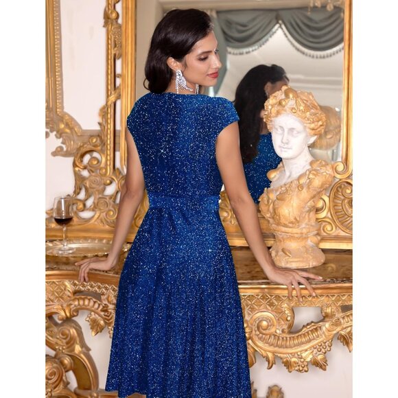Dresstells Women's Glitter_royalblueModest Vintage Cocktail Formal Party Dresses - Picture 3 of 6